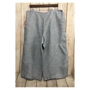 Flax Linen Pants Gray Stripes Lagenlook Gaucho